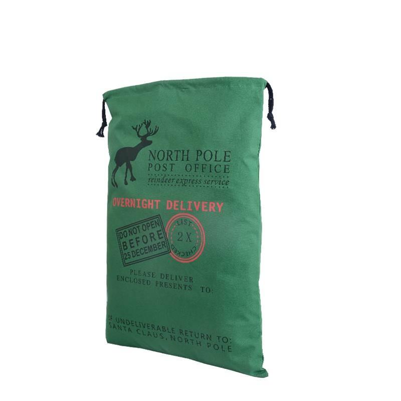 Festive Canvas Gift Bag With Reinforced Drawstring For Holiday Gift Wrap