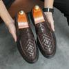Men's Leather Shoes Summer Breathable Woven Air Cushion Men's Shoes British Style Casual Loafers Men's One Pedal