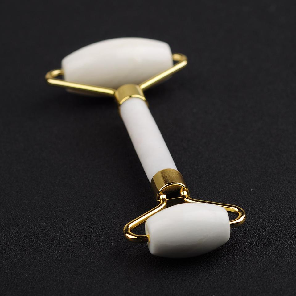 Massager For Face Lift Up Jade Stone Roller White Quartz Natural Crystal Stone Slimming Thin Chin Facial Skin Care Tool