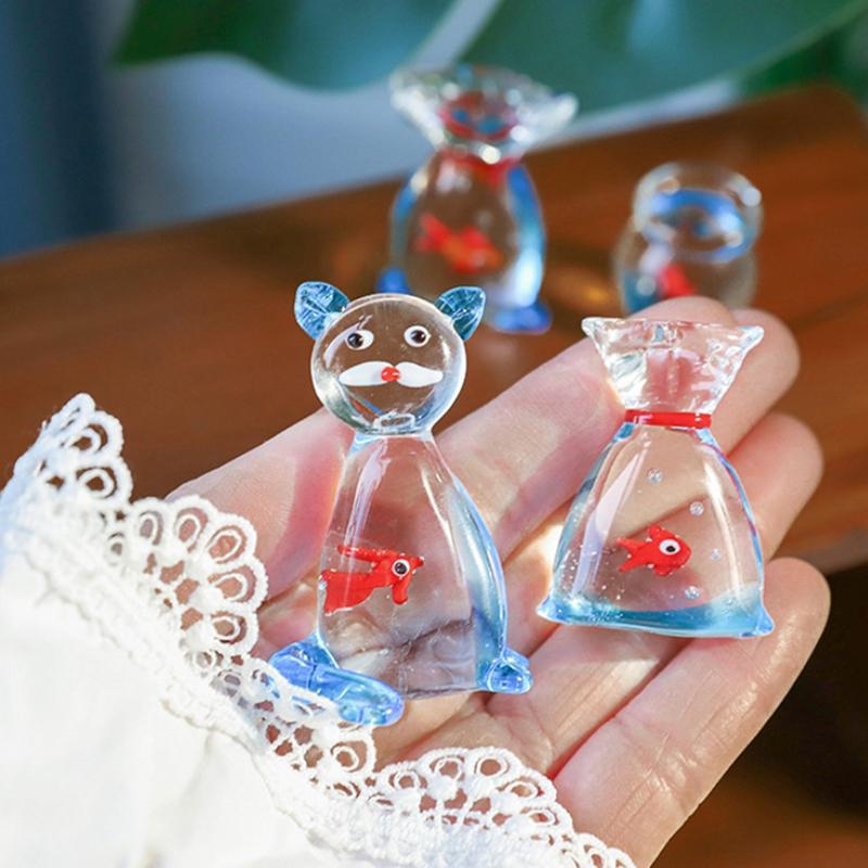 Handcrafted Glass Pocket Fish Figurine Mini Pocket Fish Ornaments Vibrant Glass Fish Desktop Decoration Home Office Decor