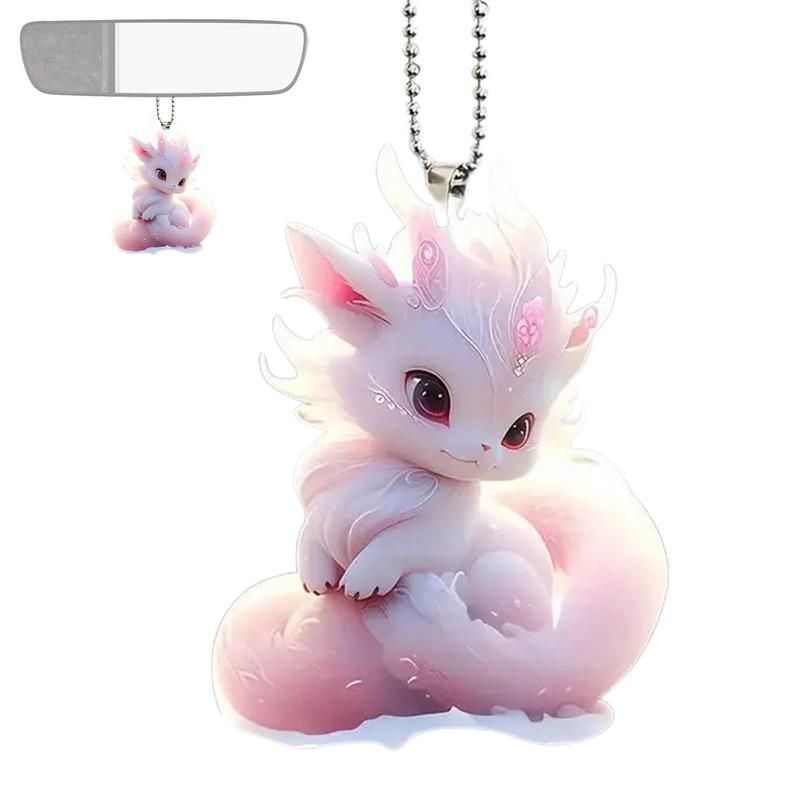 Автомобильный орнамент Lucky Dragon, подвеска-талисман в виде дракона, симпатичный акриловый плоский автомобиль, мультяшный дракон, зеркало заднего вида для настенного окна