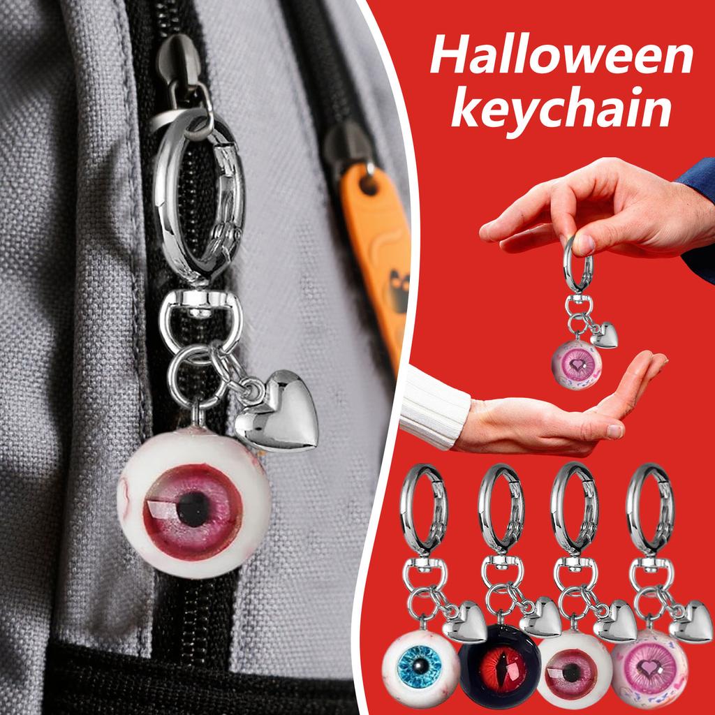 Goth Keychain Horror Eyeball Bag Halloween Accessories Gothic Heart Keychain Key Ring Funny Decor Cool Purse For Men Women