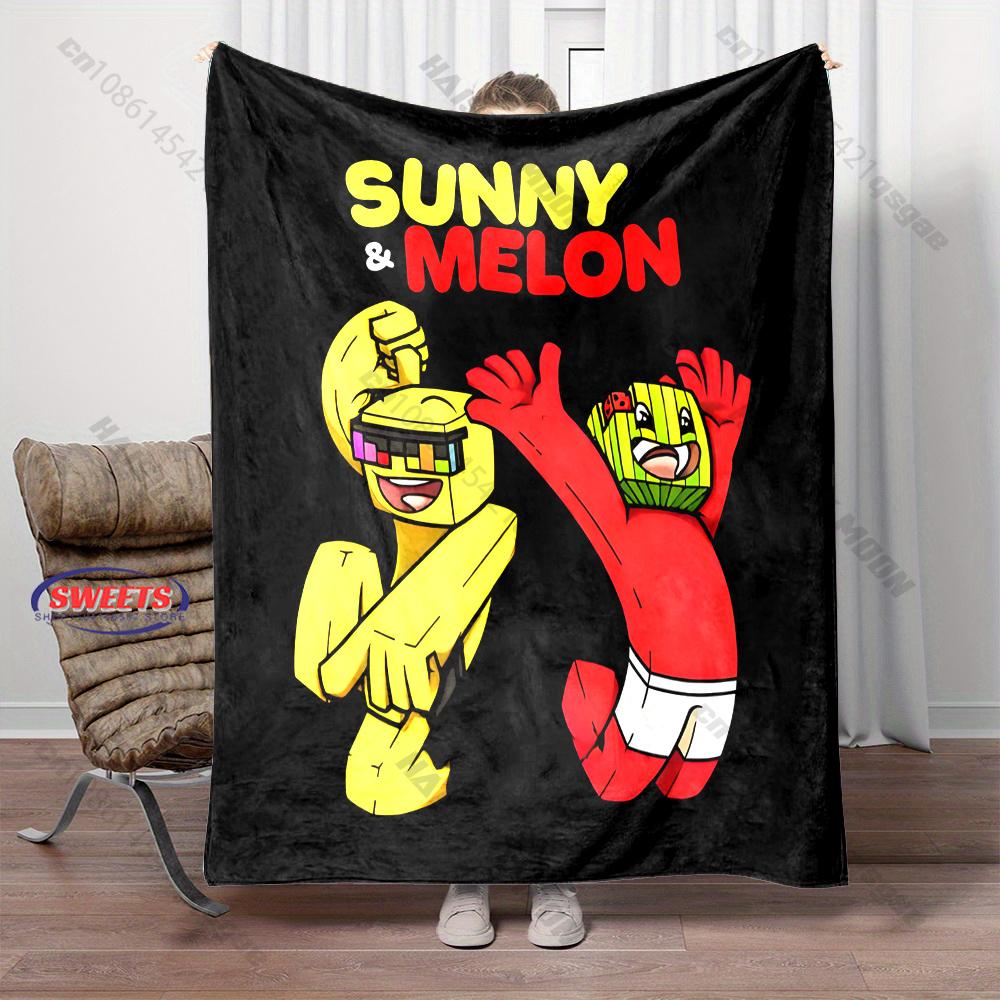 6 Sizes Funny S-Sunny and Mel0n Theme Printed Blanket for Son Daughter Husband,Room Sofa Chair Nap Blanket All Seasons Available