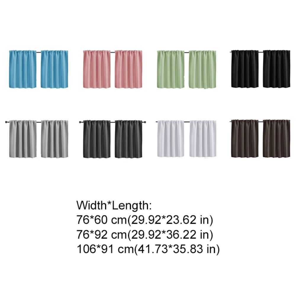 2PCS Solid Color Kitchen Short Curtain Through-rod Design Cabinet Curtain Living Room