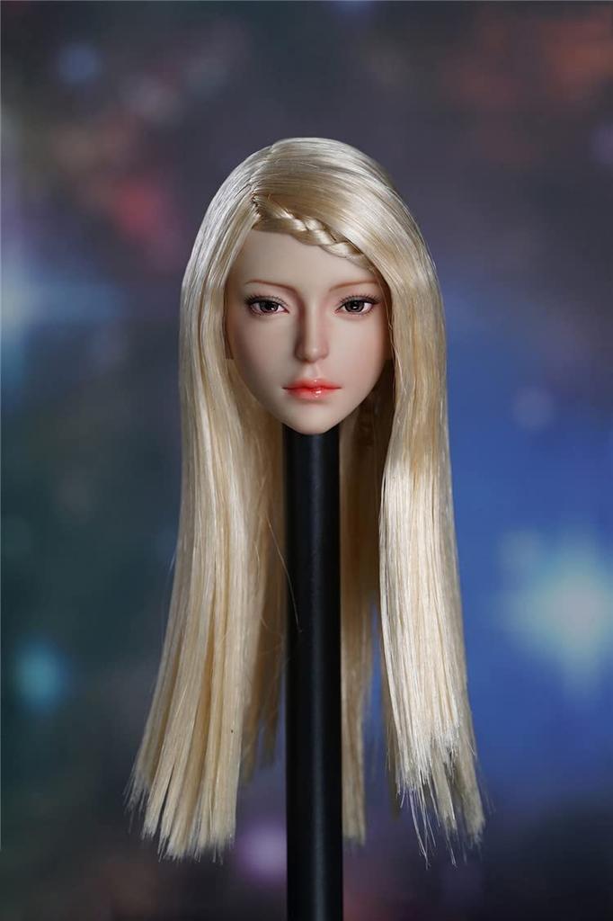 1/6 Scale Head Carving, Beautiful Girl Head Sculpt with Long Hair, Fits 12-Inch Female Action Figures