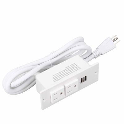Встраиваемый удлинитель 1500 Вт 2 розетки переменного тока 2 USB-порта Мебельная розетка с кабелем 1,5 м 12 А