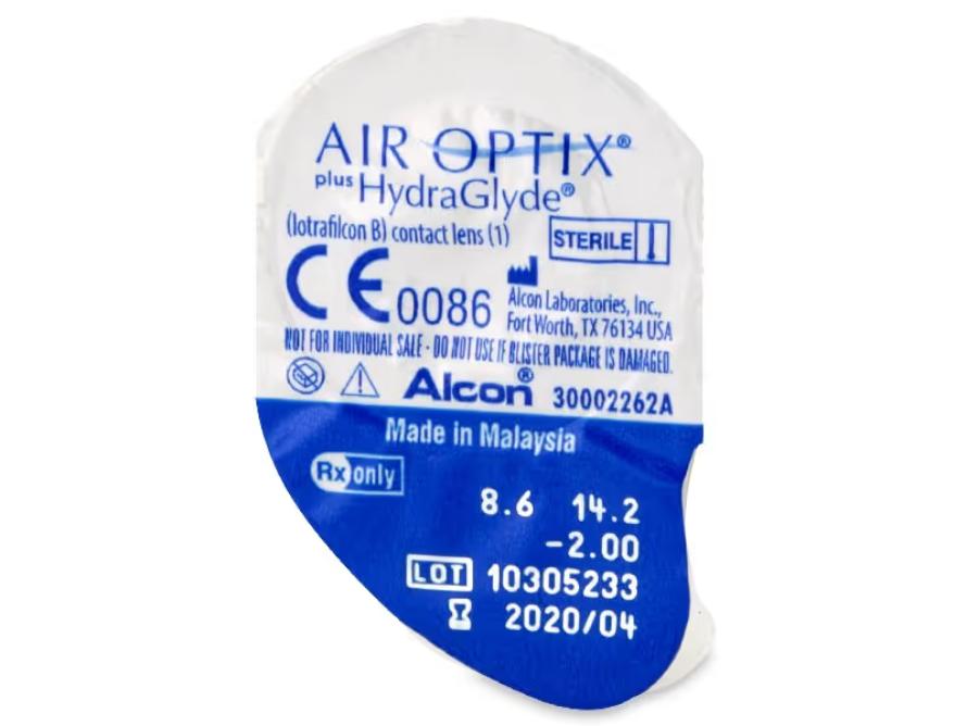 Ежемесячные контактные линзы Air Optix Plus HydraGlyde, Мягкие, 6 штук, BC 8.6мм, DIA 14.2мм