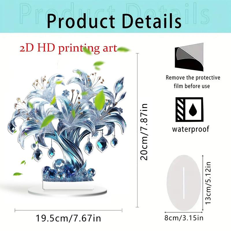 Акриловая 2D Плоская Хрустальная Лилия Роза Цветок Настольное Украшение Подходит Для Кафе Комнаты Витрины Гостиной Офиса Декор Подарок