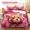 Pink Red Panda Pattern Bedding Home Decoration Birthday Gift (1 * duvet cover + 2 * pillowcase, without core)