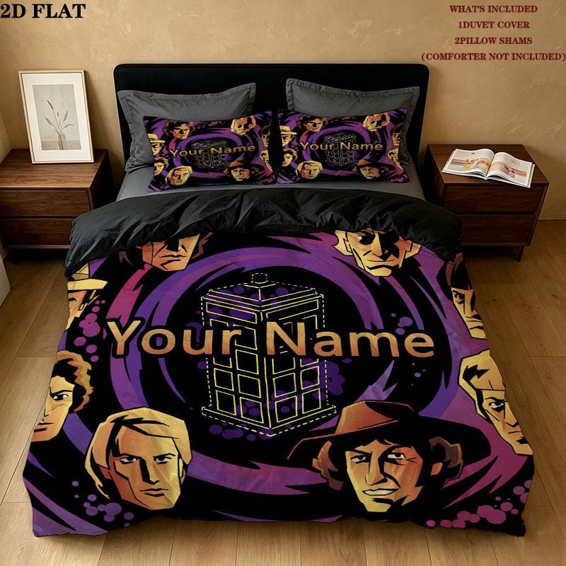 Custom Doctor Who Bedding Quilt Set Quilt Cover Pillowcase Home Decoration Birthday Gift (1 * duvet cover + 2 * pillowcase, without core)