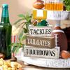 4Pcs Football Table Decorations Football Tiered Tray Decor Sport Game Centerpiece Sign Decorative Rugby Stack Block Gift for Fans Club Tailgate
