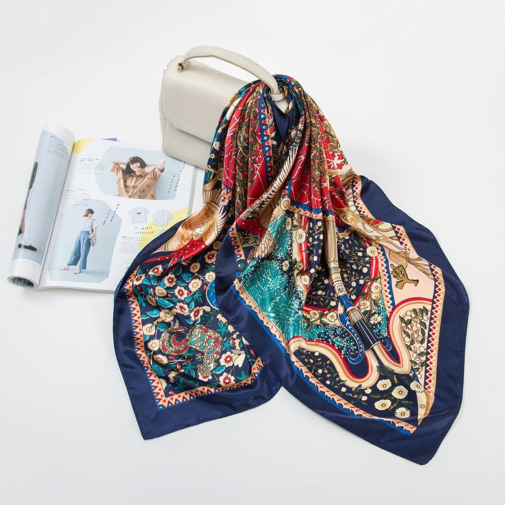 Большой квадратный шарф из искусственного шелка 90 см. Шелковый шарф женский. Новинка 2024 года. Весенние и осенние модели зарубежной модной рубашки. Большой квадратный шарф. Материнский шарф.