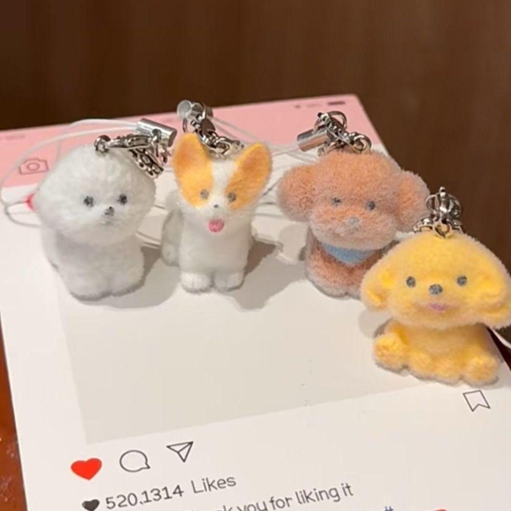 Пушистая кукла, стайная собака, брелок для ключей, сумка, декор, кролик, телефон, кулон, 3D-подвеска в виде животного, автомобильный брелок