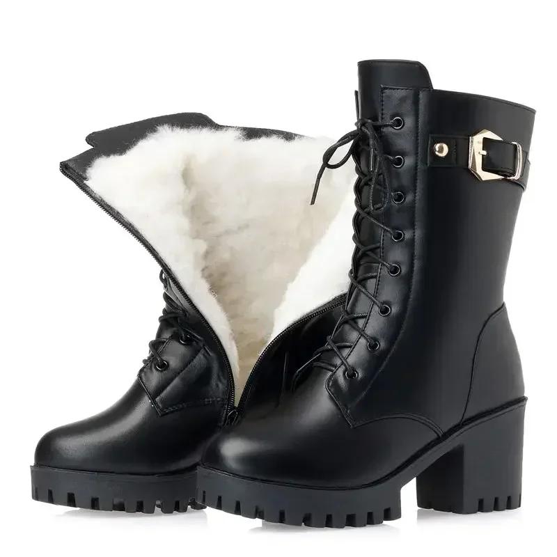 Зимние женские сапоги сохраняют тепло, женские туфли на высоком каблуке, кожаные, на платформе, хлопковые, женские, короткие, женские, зимние сапоги 35-41