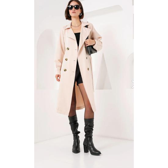 5853 Double Breasted Trench Coat - Beige