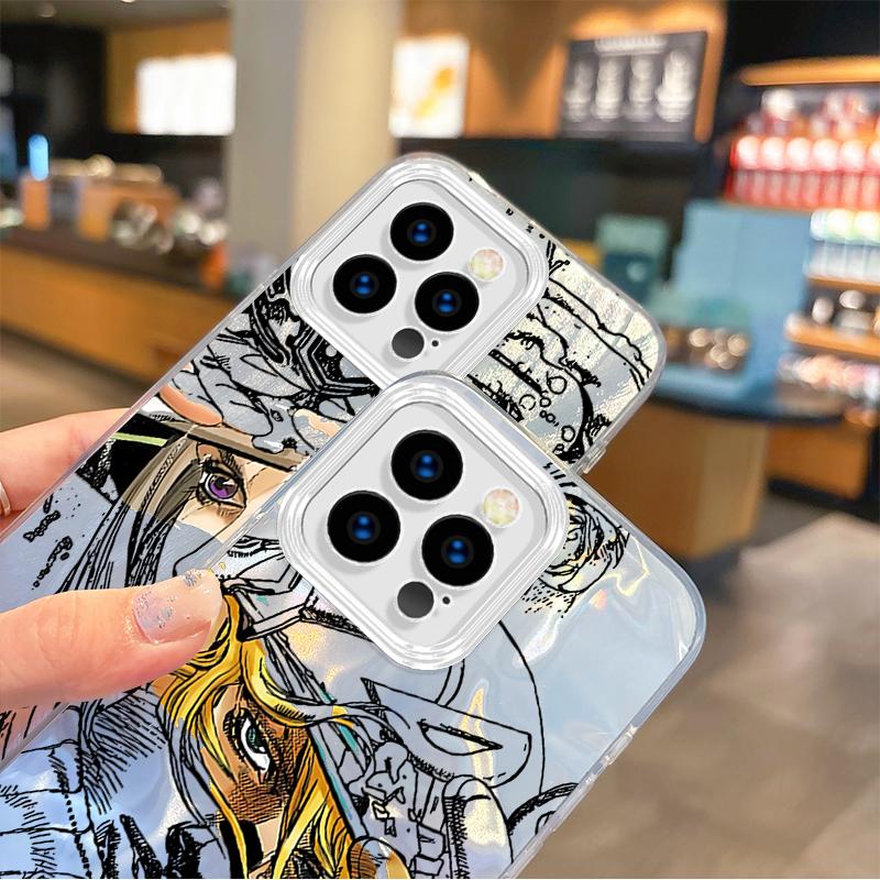 Гиро Зеппели JoJo Стальной Поезд Градиентный Чехол для iPhone 16 Pro Max 15 14 13 12 11 8 7 Pro Max Plus XS XR Жесткий Ударопрочный Чехол