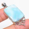 Natural Republic Larimar Gemstone 925 Solid Sterling Silver Gift Pendant 2" H0p68