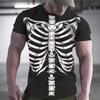 Summer Lnteresting Skeleton Picture T Shirts for Men Casual 3D Print Tees Hip Hop Personality Round NecCk Short Sleeve Tops