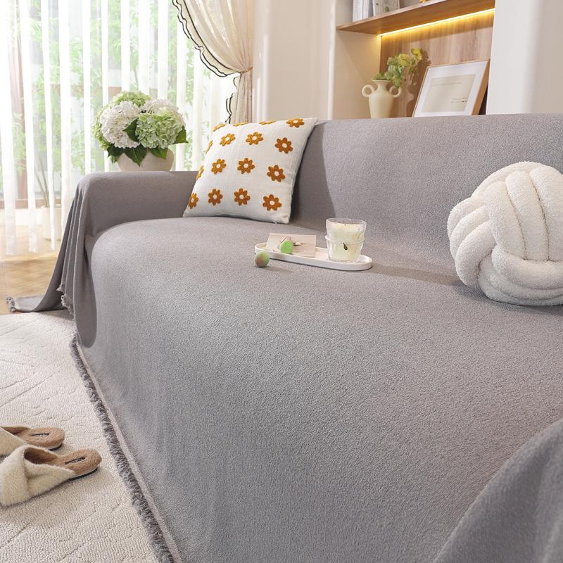 Современный минималистичный чехол на диван из шенилла в елочку, всесезонное нескользящее одеяло