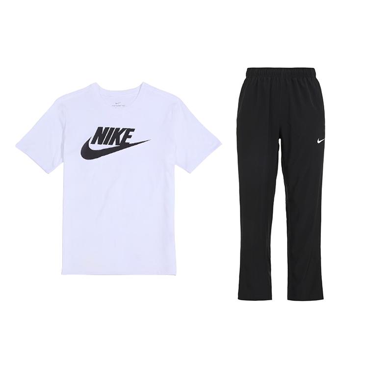 Nike Casual Sportswear Men's White+Black Crew Neck Moderate AR5005-101+FB7491-010