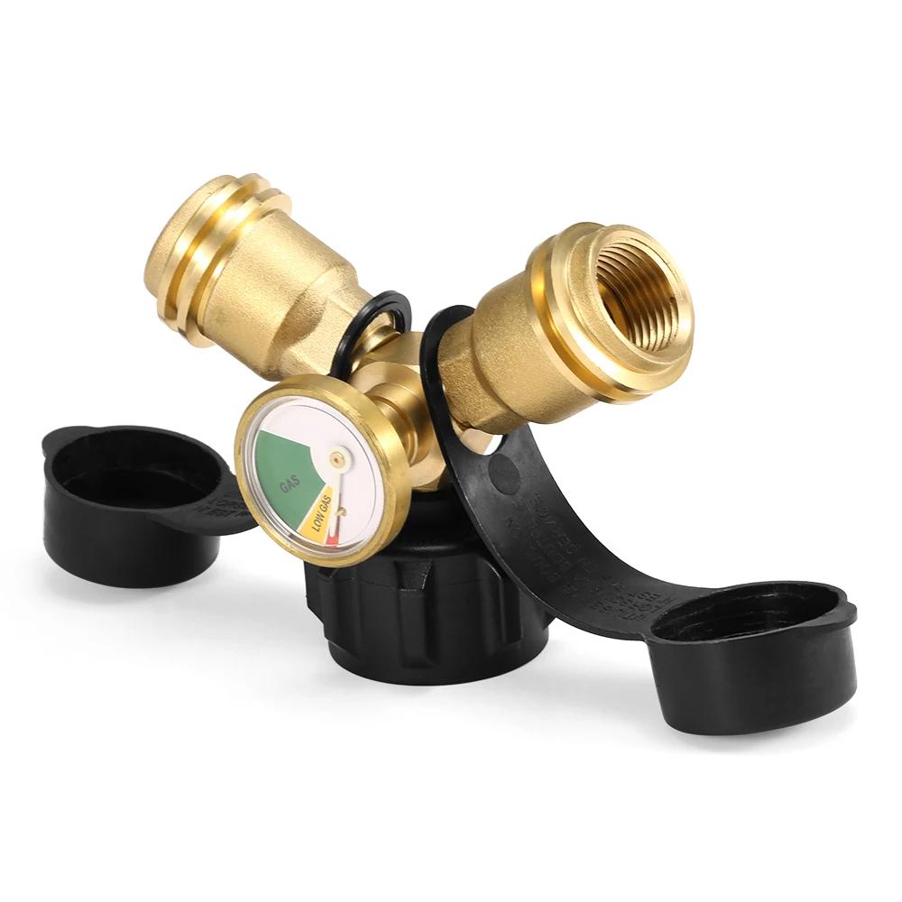 Outdoor Camping Hiking Stove Adaptor Propane Tank Y-Splitter Adapter Two Furnace Connector Way LPG Adapter Tee Connector