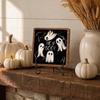 Bathroom Shelf Ornament Halloween Wooden Table Sign, Cute Ghost Boo Plaque Sign with Gift for Friends Metal Stand Indoor Desk Home Decor Holiday