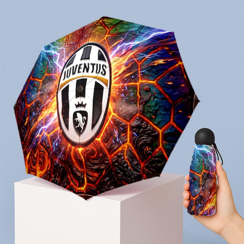 Компактный складной зонт Juventus FC с принтом, 5 сложений, 8 спиц, ветрозащитный, водонепроницаемый, легкий, портативный
