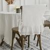 Elegant White Cotton Chair Back Cover Household Wedding Decoration Embroidered Flounced Hollow Out Lace Romance Chair Covers