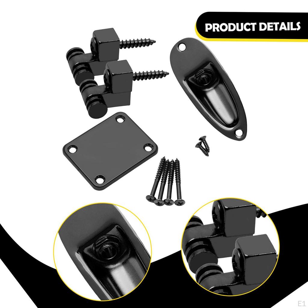 Electric Guitar Neck Plate Parts with Screws 4 Holes Metal Rectangle Thick Connecting