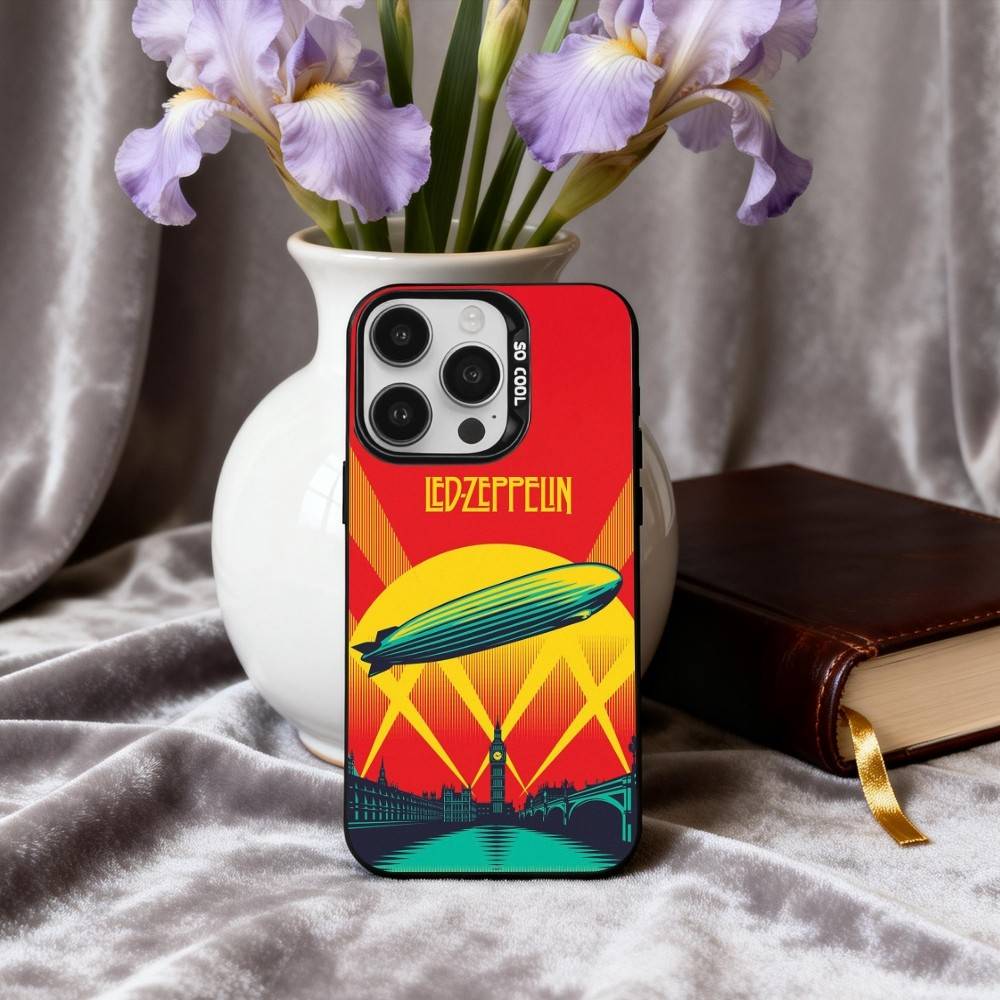 Крутой чехол для телефона Rockin L-Led Z-Zeppelin BAND для iPhone17,16,15,14,13,12,11 Plus,Pro Max Конфетный Серебряный Покрытие Внутри