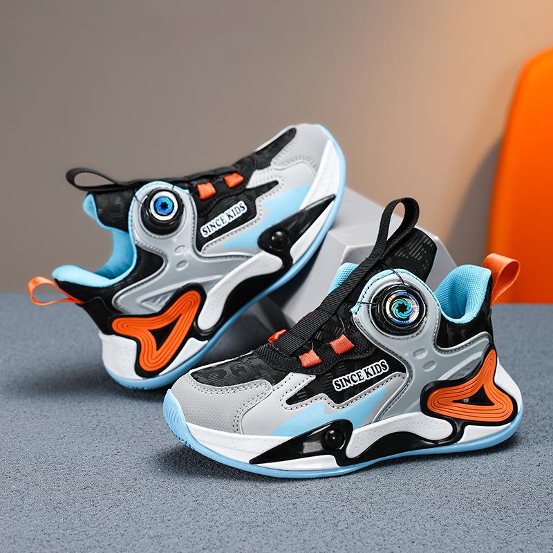 Children's Sports Shoes Boys' Basketball Shoes 2025 Spring and Autumn Wear-resistant Leather Surface Waterproof and Lightweight Children's Running Sho