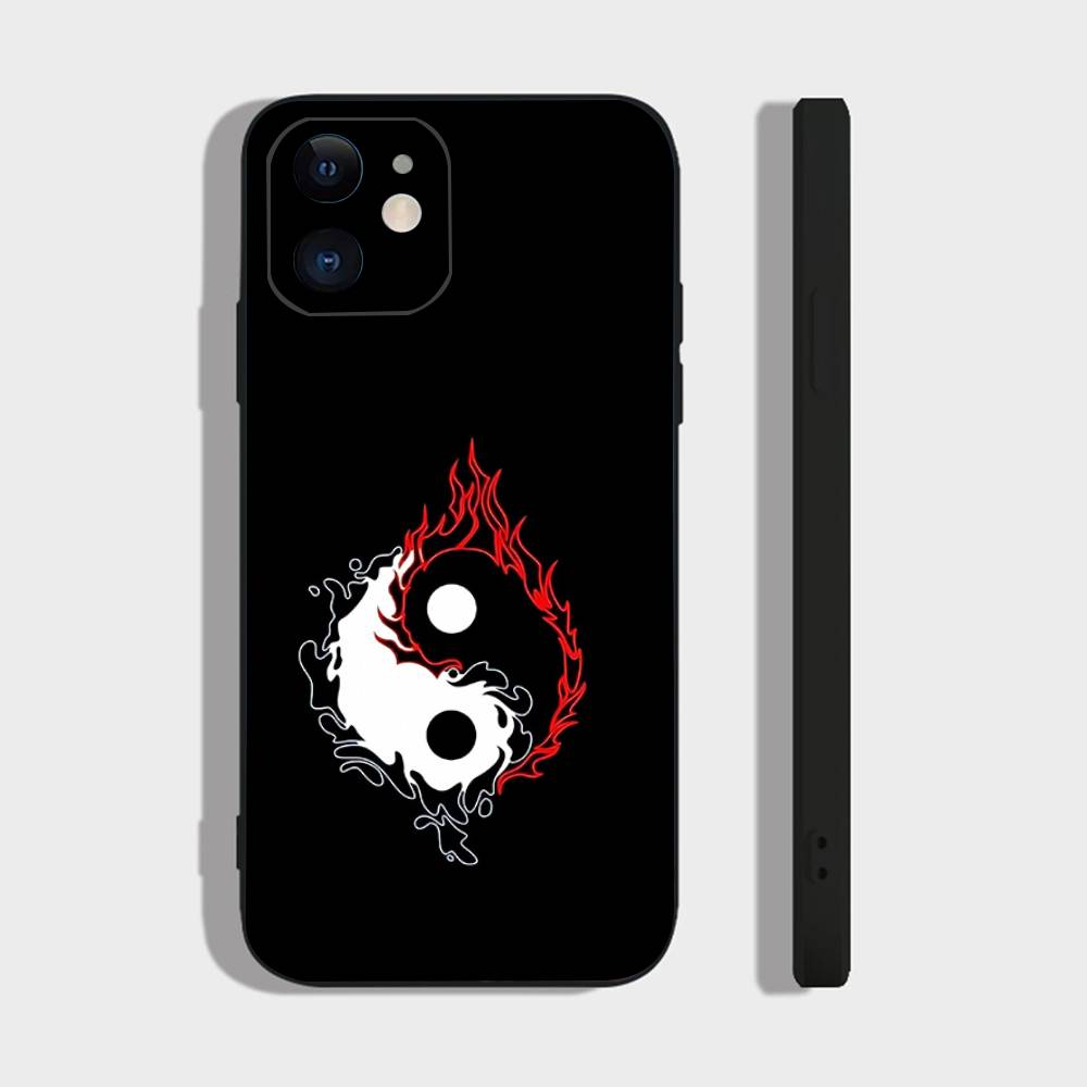 Чехол для телефона с символом Тайцзи для iPhone 17 Air 16 15 14 13 Pro Max 11 12 Черный силиконовый чехол