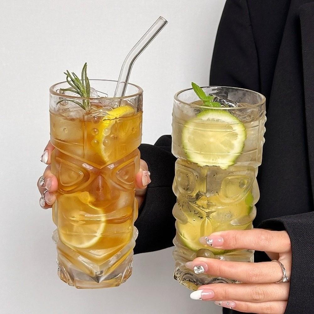420ml Mask Glass Cup Vintage Whiskey Cup Multi-functional Juice Cup Bar