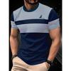 Мужская летняя повседневная деловая стрейч футболка больших размеров с 3D принтом в полоску - Мягкая ткань из полиэстера средней эластичности, летняя мужская одежда свободного кроя