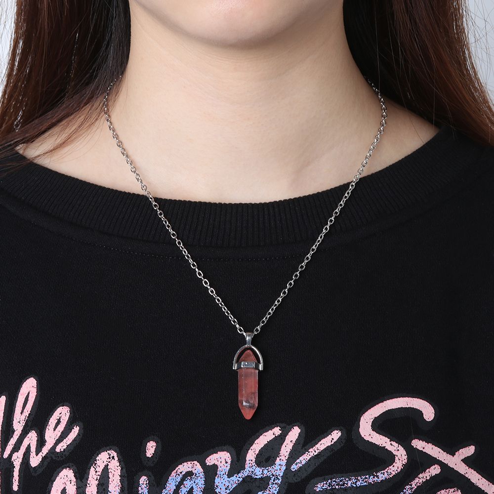 Покрытая чакра гексагональный натуральный кристалл ожерелье кварцевая цепочка камень кулон ювелирные изделия аксессуары