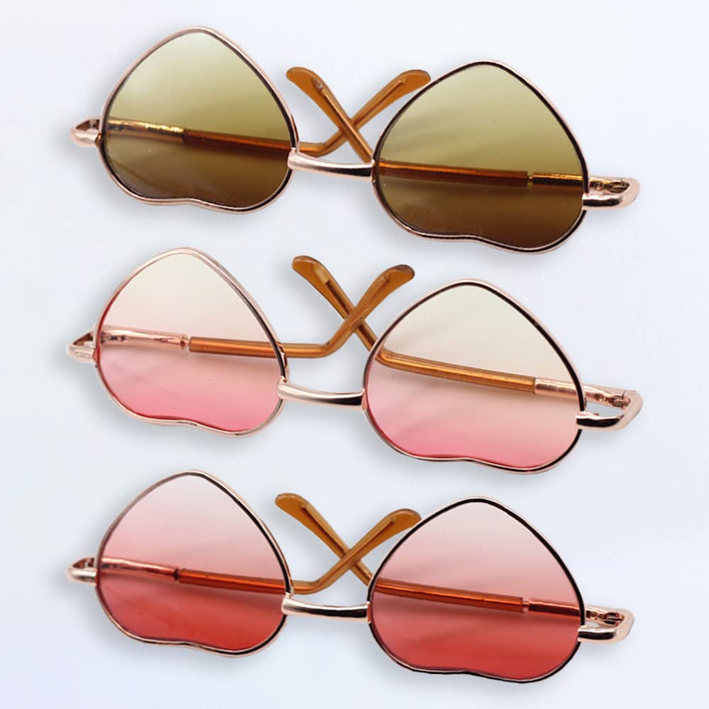 Niannyyhouse Очки с градиентом цвета для 15-сантиметровых кукол, хлопковых кукол, мягких игрушек, ширина 8 см, очки в форме сердца, аксессуары для игрушек, наряды (15см, а-3)