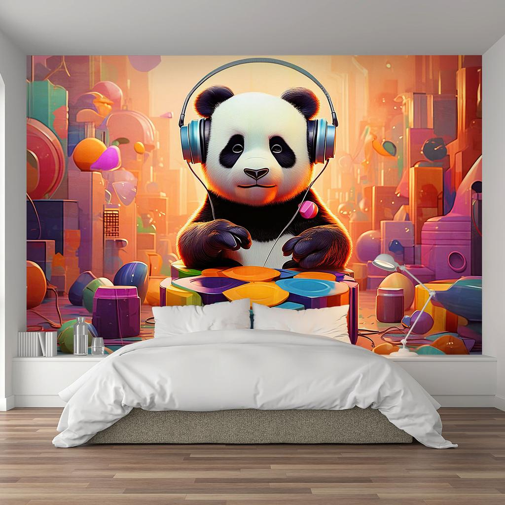 Обои Панда в наушниках