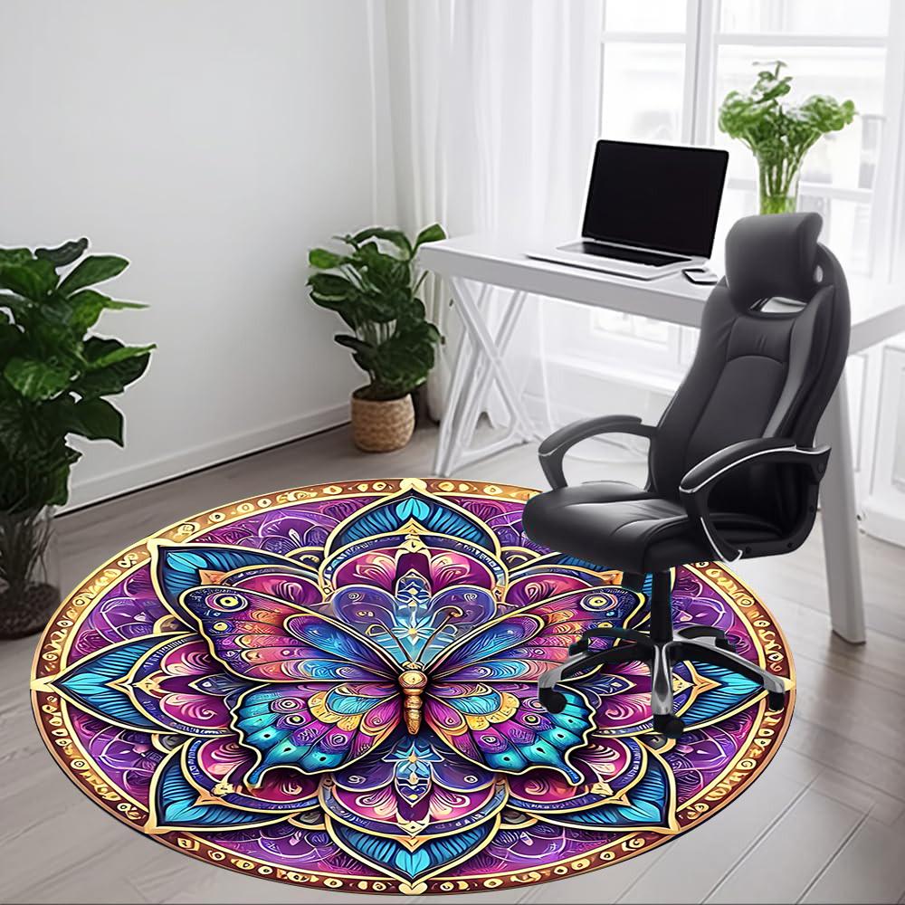 1pc Butterfly Mandala Artwork Chair Carpet for Office, Non-slip, Soft and Durable Office Rug for Decoration, Perfect for Office yy251229178