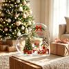 Santa Claus Desktop Ornaments Heart Shaped Acrylic Christmas Tabletop Sign, 2D Winter Snow Scene Ornament Festive Fireplace Display with Santa,