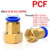10 шт. Пневматический фитинг PCF 4 6 8 10 12 мм Шланг Трубка 1/8" 3/8" 1/2" 1/4" BSP Внутренняя резьба Латунный Быстроразъемный Соединитель Трубопровода