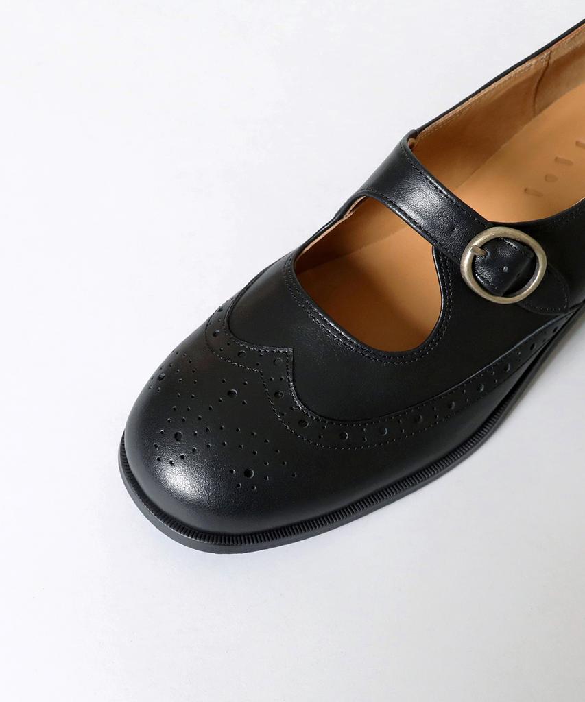 Heenn Wingtip Brogue Mary Jane Shoes. Black