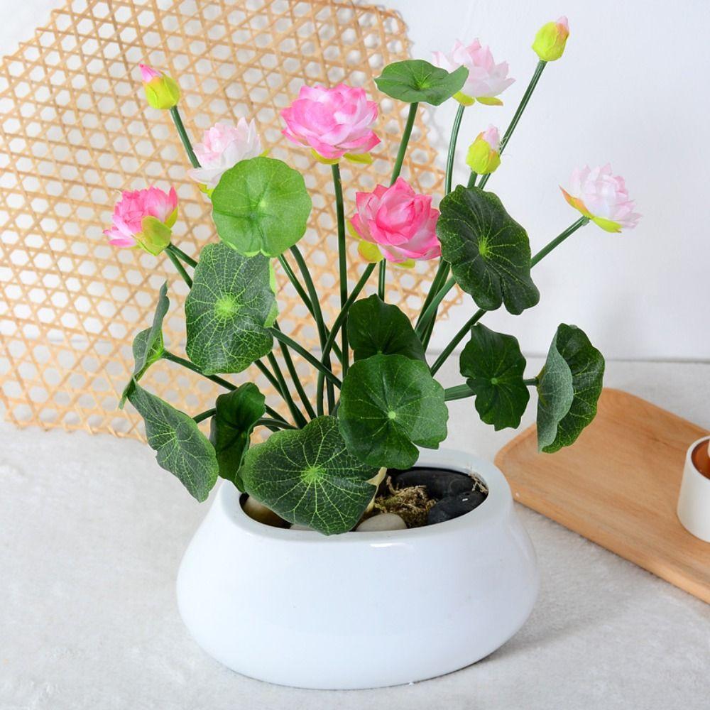 Lifelike Artificial Lotus Flower Plastic Simulation Lotus Fake Flowers Mini Silk Lotus Fish Tank