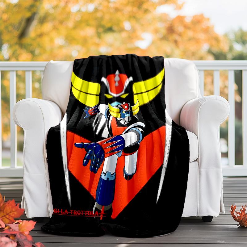 1pc UFO Robot Grendizer8 Theme Blanket - Digital Print, Polyester, Cozy for All Seasons, Perfect for Outdoor, Camping, and Travel