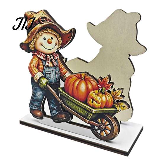 Thanksgiving Dinner Table Accessories Fall Scarecrow Wooden Napkin Holder, Harvest Pumpkin Decorative Stand for Kitchen Dispenser, Farmhouse Tabletop