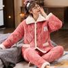2 шт. Зимняя женская теплая домашняя одежда пижамы женская фланелевая толстая коралловая флисовая милая мультяшная пижама большого размера шерстяная пижама