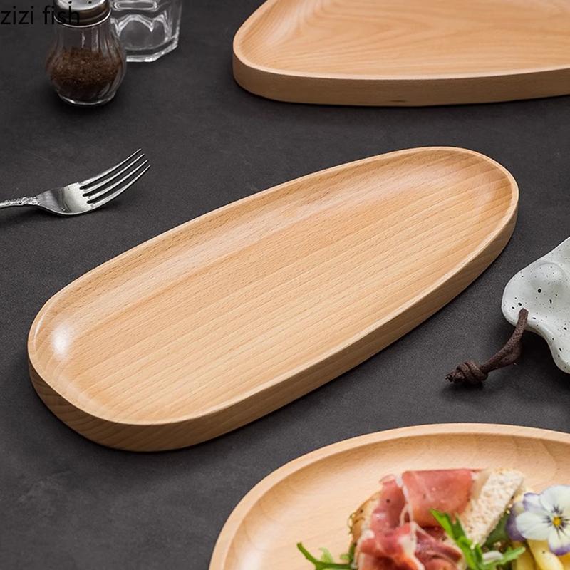 Креативная нестандартная обеденная тарелка из бука, десертная тарелка, тарелка для торта, суши-тарелки, салатные тарелки, специальная ресторанная посуда
