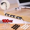 20/40/60/80/100pcs Cable Organizer Clips Cable Self-adhesive Buckle Management Desktop & Workstation ABS Wire Manager Cord Holder