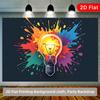1PC 2D Flat Banner, Creative Light Bulb & Colorful Background, Polyester Party Backdrop, Versatile for Living Room Wall