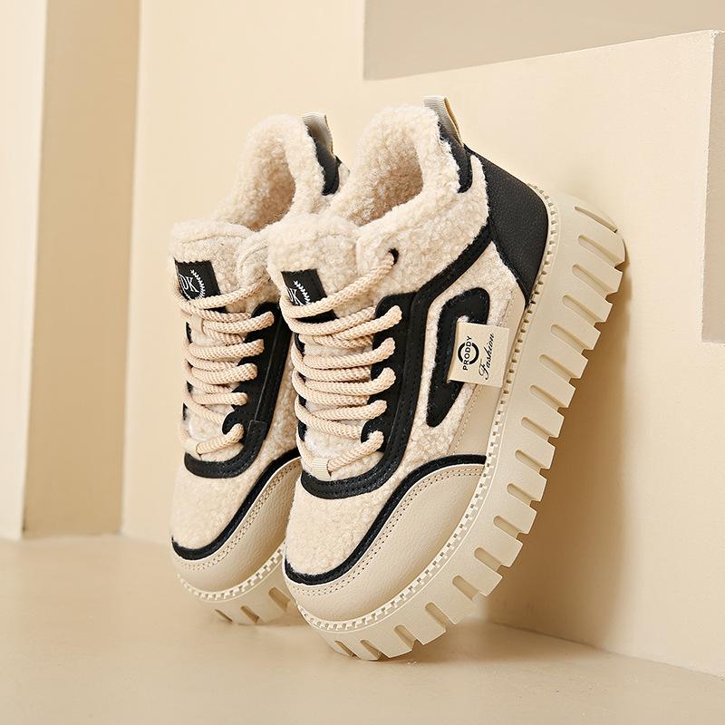 Корейская версия женских зимних бархатных теплых кроссовок на высокой подошве, студенческие повседневные спортивные хлопковые туфли для женщин F