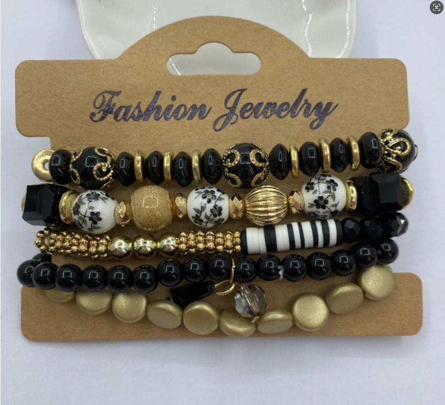 Beaded Bracelet Perfect for Casual Attire Gifting with Glass Pendants - Stretchy Elastic Cord Bohemian Boho-Chic Creative Multi-Layer Handmade